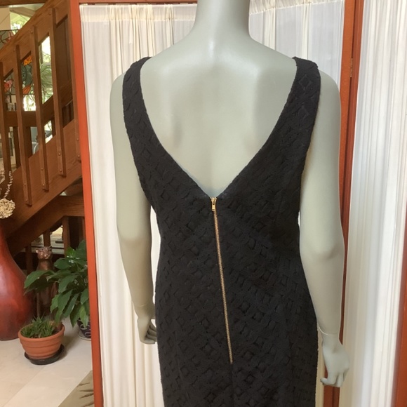 Liquid NY Black Sleeveless Embroidered Overlay Dress Size 10 Deep V in Back - Picture 5 of 10